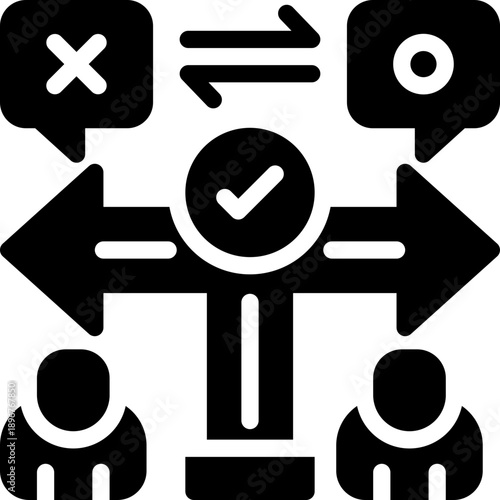 decision making glyph icon. Strong and solid vector icon for websites, mobile interfaces, presentations, and visual branding. High quality and easy to edit.