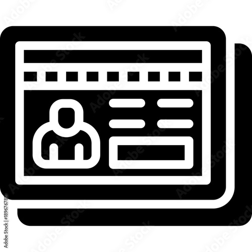 member card glyph icon. Strong and solid vector icon for websites, mobile interfaces, presentations, and visual branding. High quality and easy to edit.