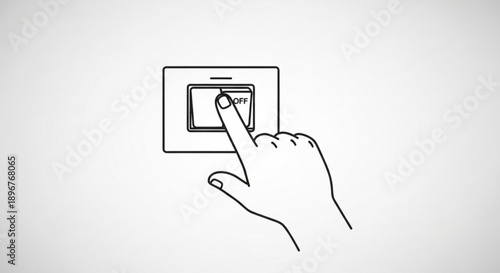 Hand interacting with smart home light switch control panel on wall turning on electricity