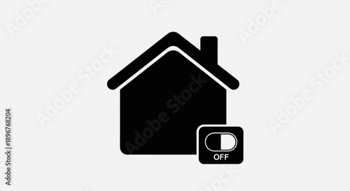 House icon with power button turned off simple black and white design home energy control symbol vector illustration