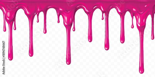 realistic 3d colorful liquid paint dripping down in different style isolated on transparent background