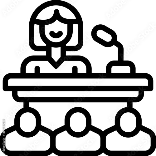 public speaking line icon. Clean and minimalist vector icon for websites, mobile apps, presentations, and logos. Fully scalable and customizable for any project.