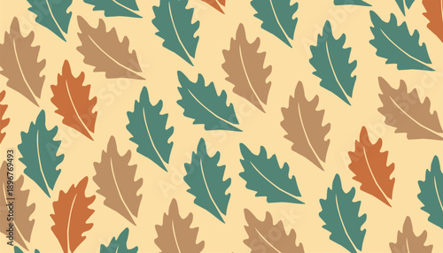Autumn Leaf Seamless Pattern Background Hand Drawn Vector Design