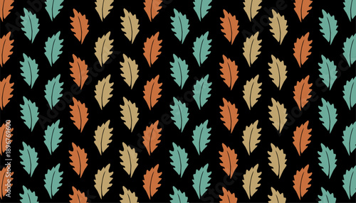 Autumn Leaf Seamless Pattern Background Hand Drawn Vector Design
