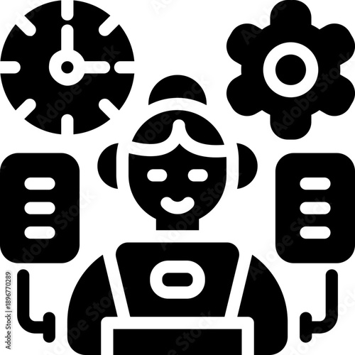 work efficiency glyph icon. Strong and solid vector icon for websites, mobile interfaces, presentations, and visual branding. High quality and easy to edit.