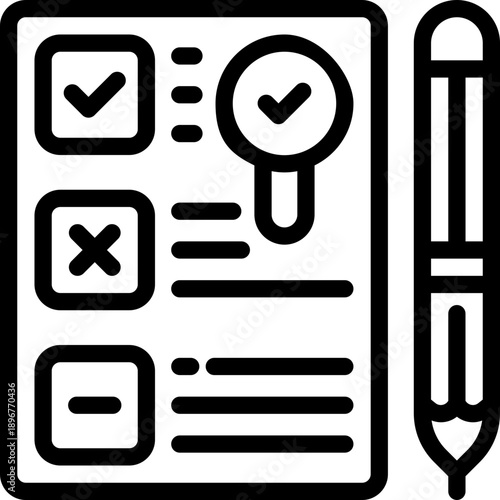 evaluate line icon. Clean and minimalist vector icon for websites, mobile apps, presentations, and logos. Fully scalable and customizable for any project.