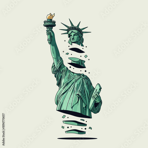 Statue of Liberty Fragmented Pixel Art Illustration