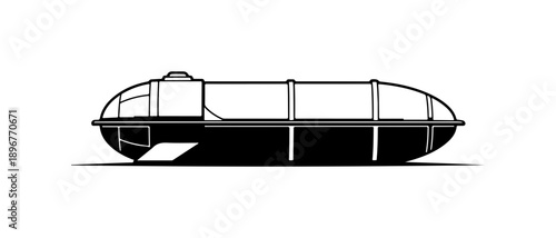 Modern Sleek Submarine Vector Silhouette Illustration