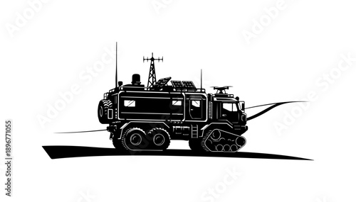 Military Utility Vehicle Black Silhouette Vector Illustration