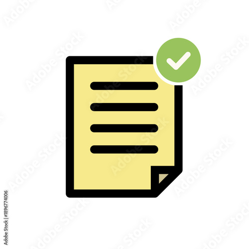 ファイル承認のアイコン チェックマーク付き ドキュメントUI