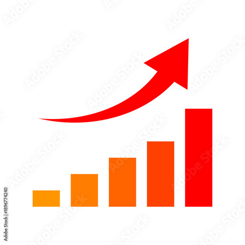上昇する右肩上がりの棒グラフイラスト