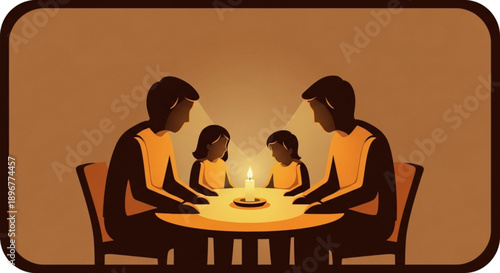 Family gathered around dinner table with candle warm lighting togetherness family bonding dinner gathering mealtime unity love peaceful atmosphere dinner scene family unity dinner