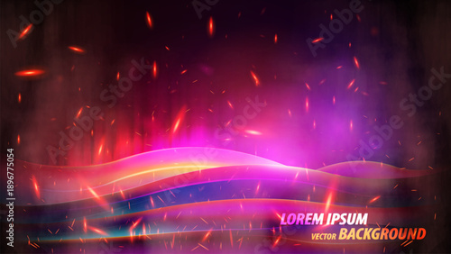 Colorful background with a lot of fire sparks. The background with purple and pink colorful waves