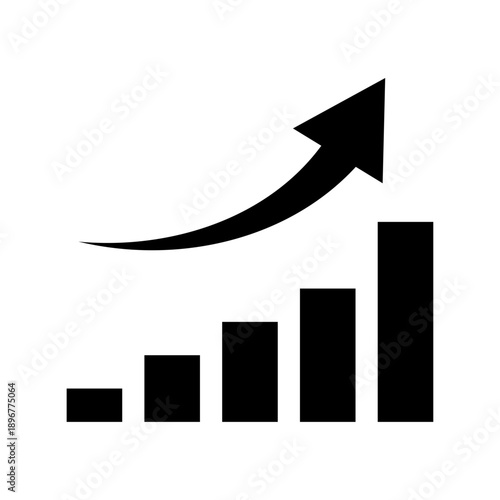 上昇する右肩上がりの棒グラフイラスト