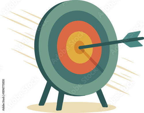 Archery Target With Arrow Hitting Bullseye sport