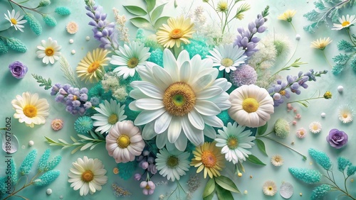 Pastel Floral Arrangement A Serene Composition of Delicate Blossoms and Soft Hues