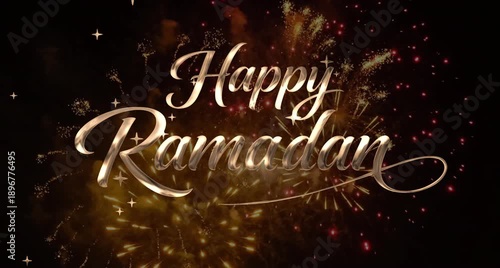 Texted Light Shapes a Happy Ramadan Moment, carrying warm words into greeting visuals, mosque display backdrops, fasting reminder media, spiritual promo reels, and serene Ramadan digital scenes.