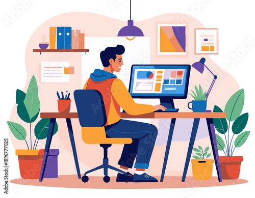 vector illustration of a graphic designer