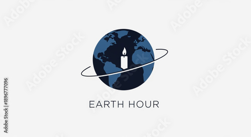 Earth hour logo with candle on globe symbolizing environmental awareness and sustainability efforts worldwide
