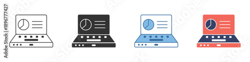 Modern Laptop with Data Analysis Chart Icon Set – Versatile Digital Device Symbol Collection for Business and Technology Presentations and Workflow Management