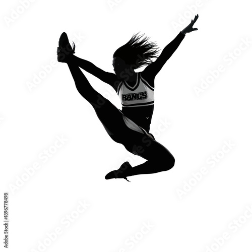 Silhouette of a Dancer in Mid-Air Leap, Athletic, Dynamic