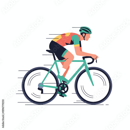 Stylized illustration of a cyclist in a racing posture on a bicycle
