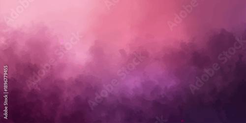 Dramatic abstract purple background featuring swirling smoke and dark storm clouds under a moody night sky with ethereal light and a foggy texture