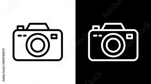 Camera White Icon Set Vector 