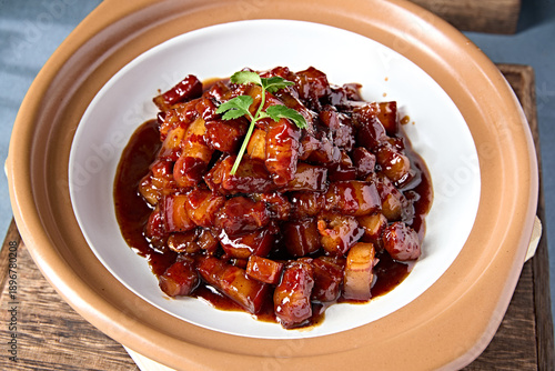 Wallpaper Mural Delicious braised pork belly in a clay pot, Taiwanese style Torontodigital.ca