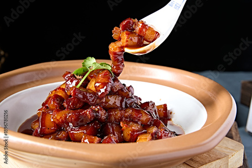 Wallpaper Mural Delicious braised pork belly in a clay pot, Taiwanese style Torontodigital.ca