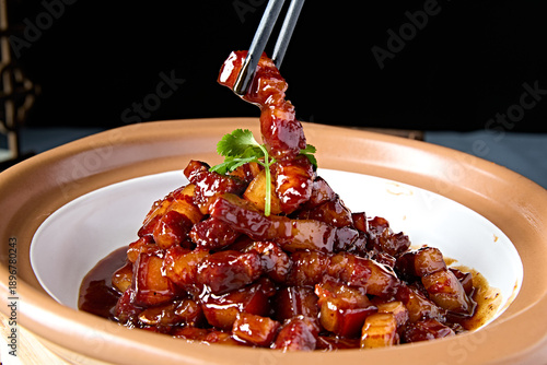 Wallpaper Mural Delicious braised pork belly in a clay pot, Taiwanese style Torontodigital.ca