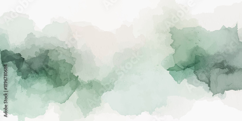 Watercolor mountain landscape with clouds on a vintage world map background