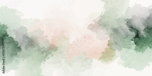 Hand painted abstract blue watercolor texture on vintage paper featuring a design of cloudy smoke and light fog patterns