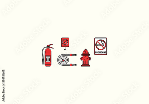 Vector Design Icon Concept Detailed Red Fire Hydrant with Circular Top and Two Outlets, Isolated Illustration.