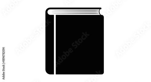 Black closed book with pages.