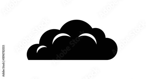 Black Cloud Icon Symbol.