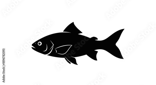 Black Fish Silhouette Swimming Left 1.