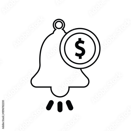 Payment Notification Bell Outline Icon