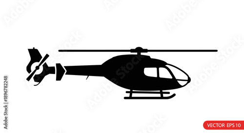 Black helicopter silhouette icon.