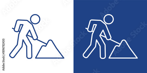 Work Blue And White Icon Style Collection