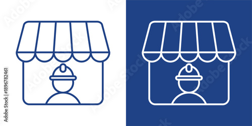 Labor Market Blue And White Icon Style Collection