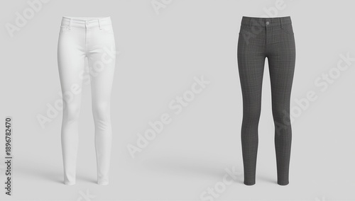 Blank black and white sport pants mock up, front view