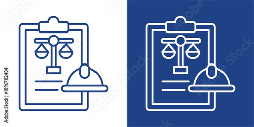 Labor Law Blue And White Icon Style Collection
