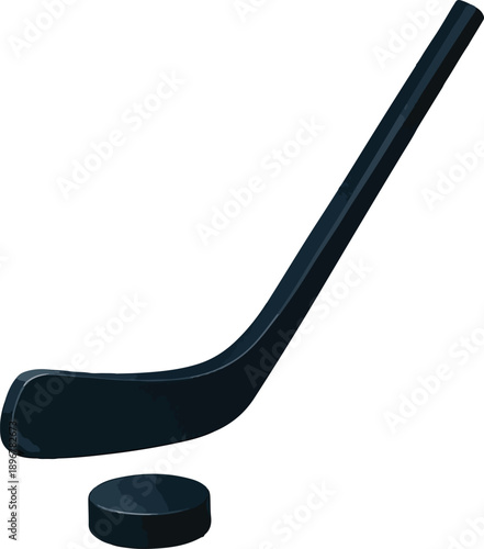 Hockey stick and puck on white background sport ice hockey