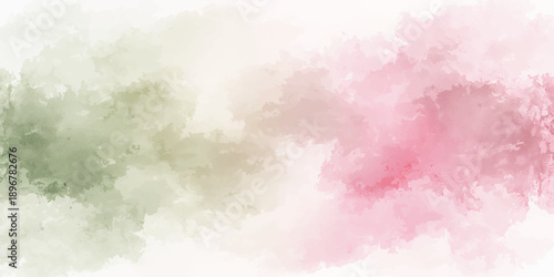 Hand drawn abstract watercolor paper texture features a blue sky and pink clouds pattern with vintage grunge paint strokes in orange and yellow light