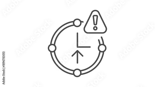 Urgent Alert Clock Icon with Warning Triangle and Upward Arrow