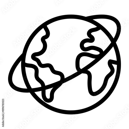 Line icon of the earth globe with orbital paths