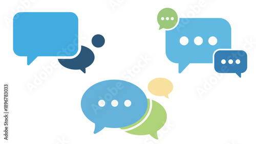modern flat vector icon set of colorful speech bubbles for communication