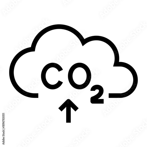 Line icon of a CO2 cloud with an upward arrow
