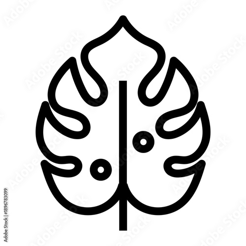 Line icon of a monstera deliciosa leaf